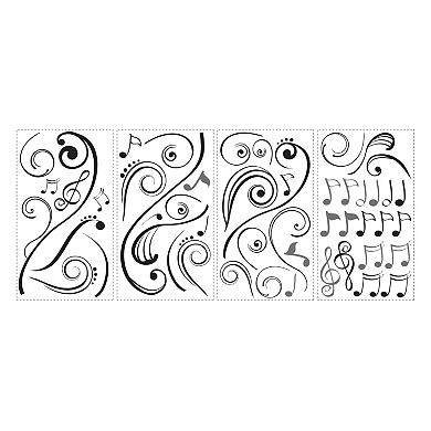 Music Note Scroll Peel and Stick Wall Stickers