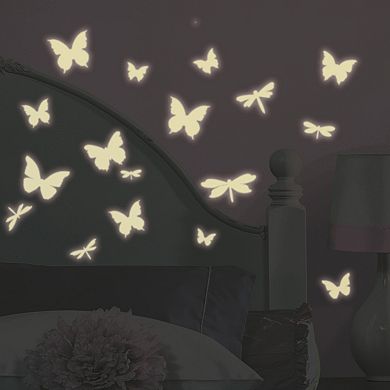 Butterflies and Dragonflies Glow-in-the-Dark Wall Stickers