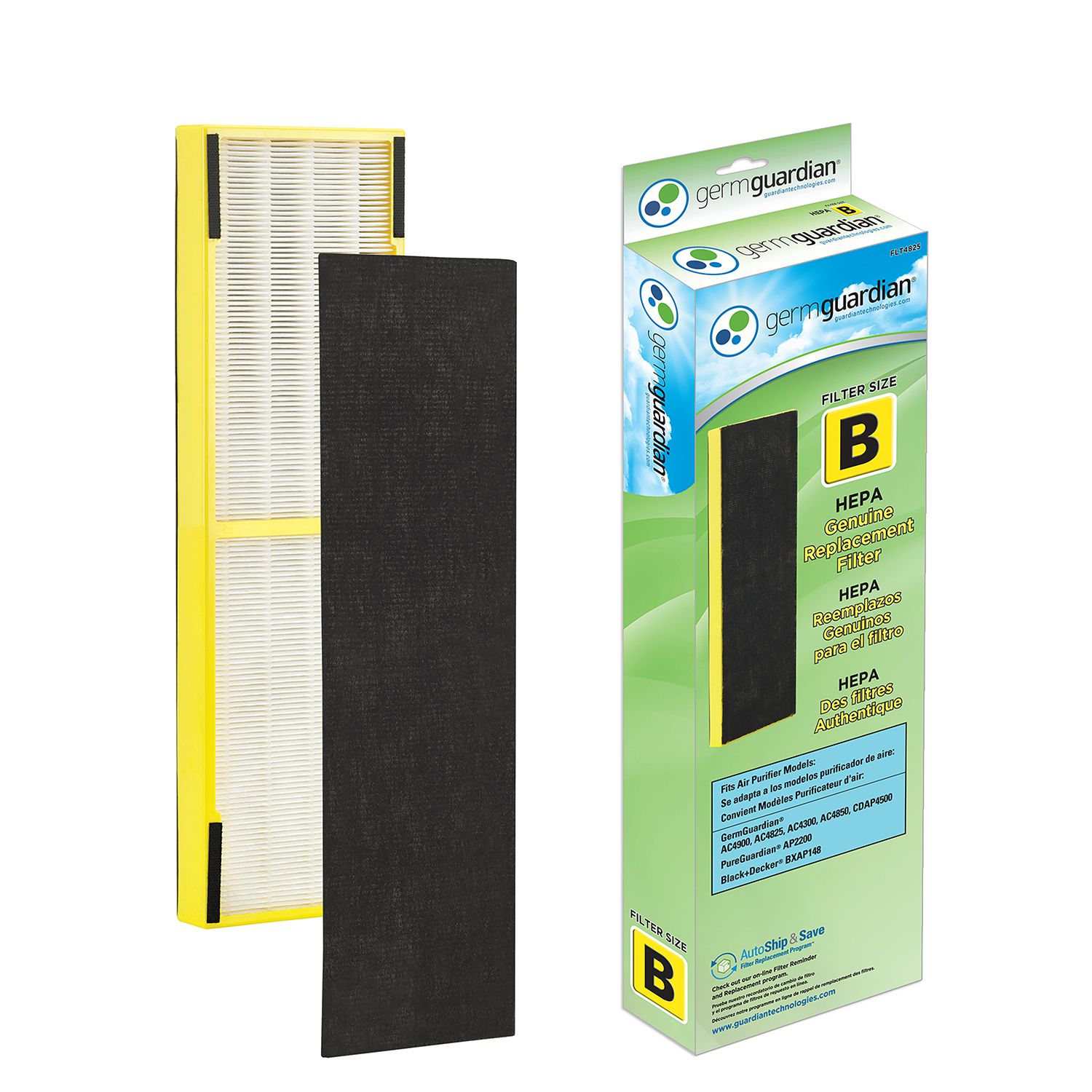 GermGuardian FLT4825 GENUINE True HEPA Filter B For Germ Guardian Air ...