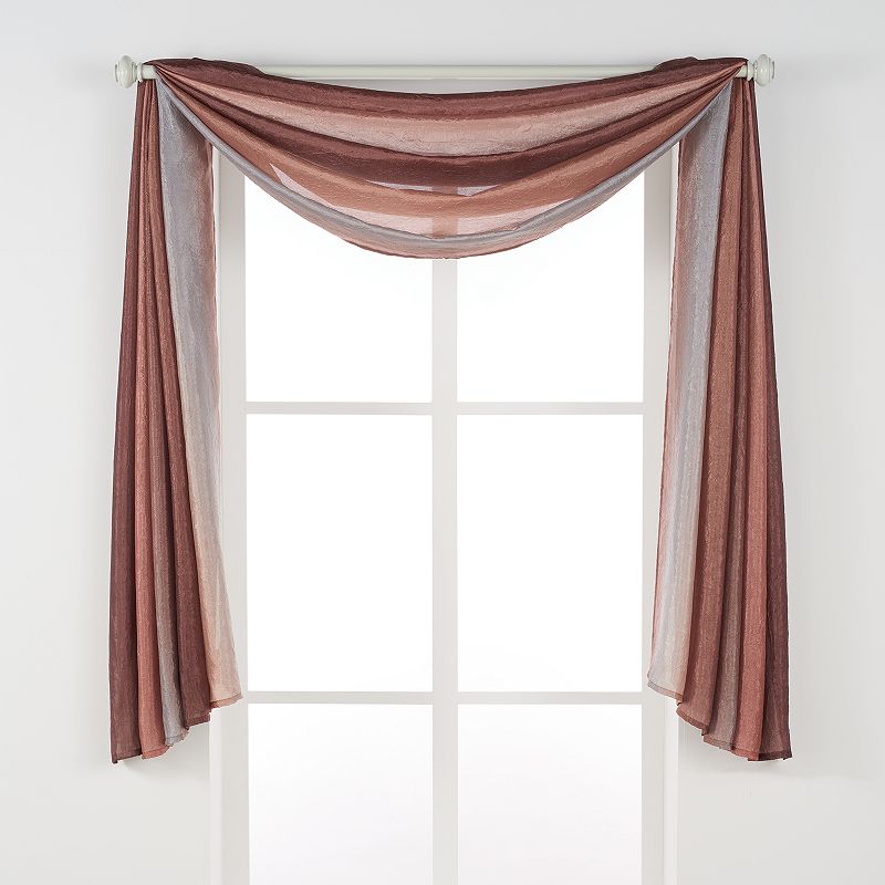 Achim Ombre Waterfall Light Filtering Curtain Scarf  Chocolate  50x144