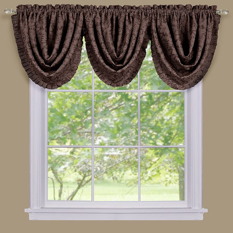 Achim Sutton Rod Pocket Blackout Waterfall Valance Brown  48”  x 36”