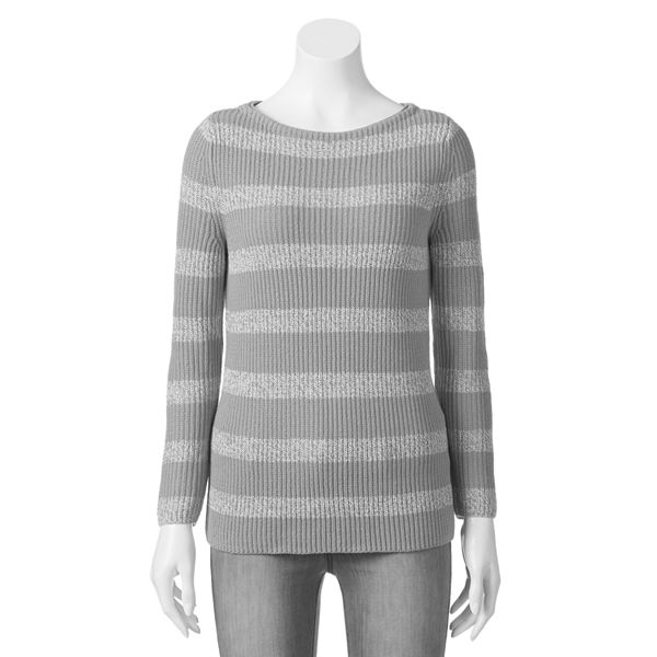 Women's Croft & Barrow® Striped Ribbed Sweater