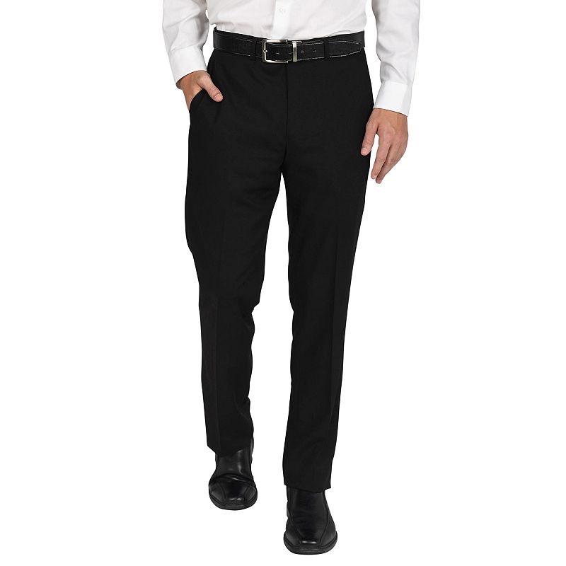 Men's Billy London Slm-Fit Flat-Front Black Suit Pants