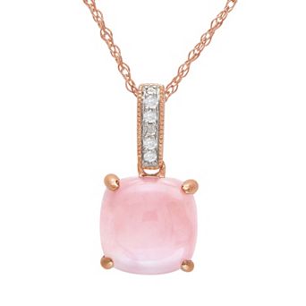 Stella Grace 10k Rose Gold Pink Opal and Diamond Accent Pendant