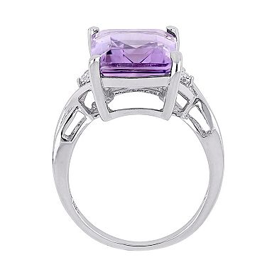 Stella Grace Sterling Silver Amethyst and White Topaz Twist Ring