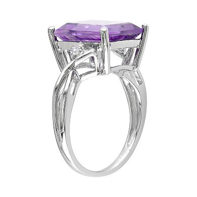 Stella Grace Sterling Silver Amethyst and White Topaz Twist Ring