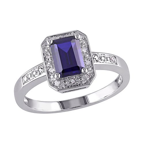 Stella Grace Sterling Silver Lab-Created Sapphire and Diamond Accent ...