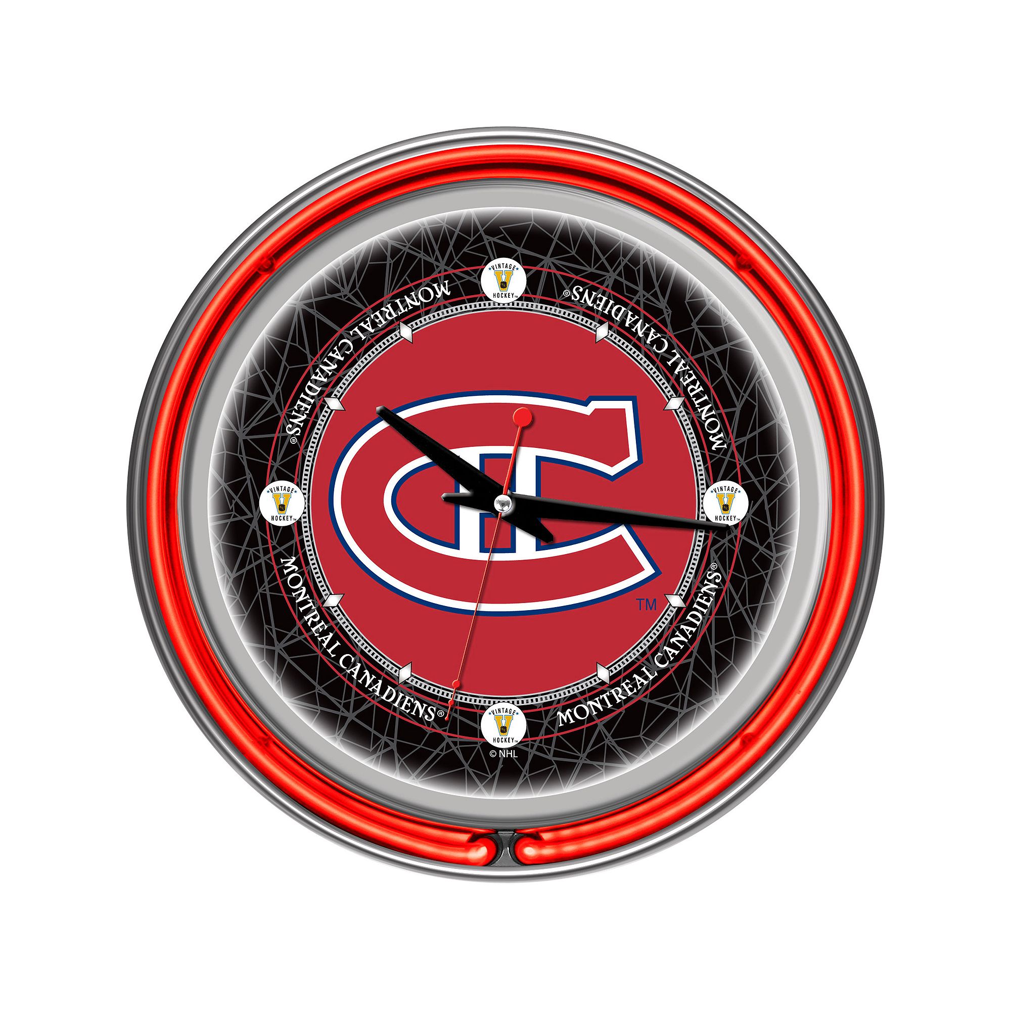 Montreal Canadiens Chrome Double-Ring Neon Wall Clock, Cnd Team