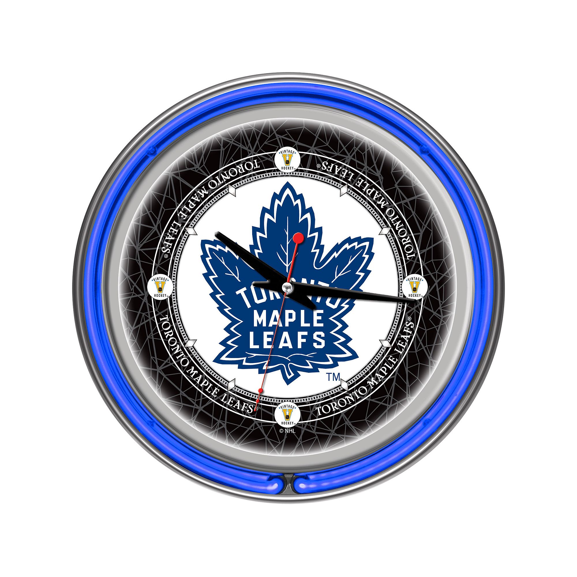 Toronto Maple Leafs Chrome Double-Ring Neon Wall Clock, Mpl Team