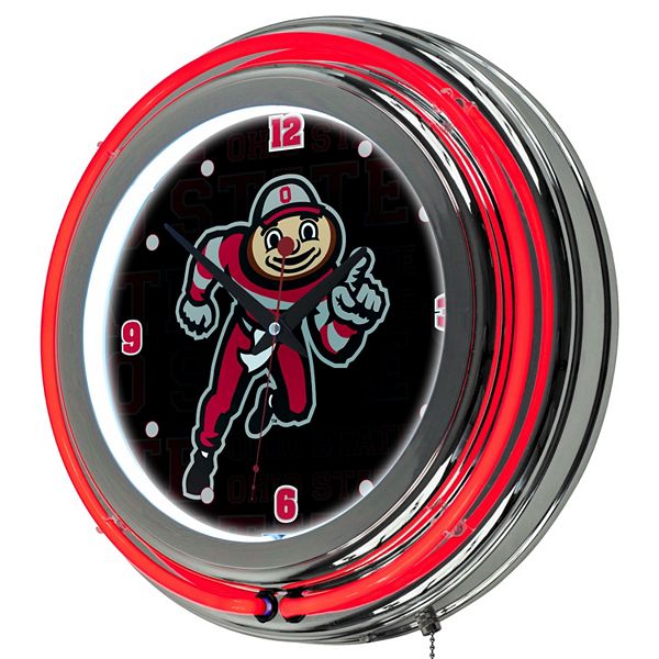 Ohio State Buckeyes Chrome DoubleRing Neon Wall Clock