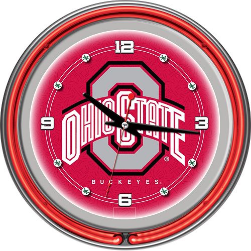 Ohio State Buckeyes Chrome DoubleRing Neon Wall Clock