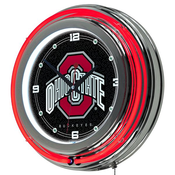 Ohio State Buckeyes Chrome Double-ring Neon Wall Clock