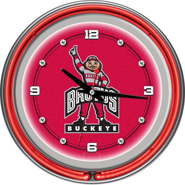 Ohio State Buckeyes Chrome DoubleRing Neon Wall Clock