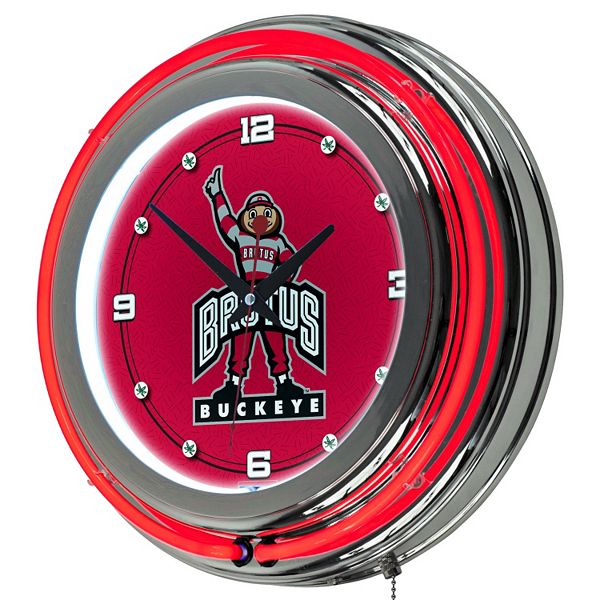 Ohio State Buckeyes Chrome DoubleRing Neon Wall Clock
