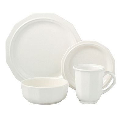Pfaltzgraff Heritage Set Di Stoviglie In Gres 16 Pezzi, Servizio Per 4 Persone, Bianco, Adatto A Microonde E Lavastoviglie, Eleganza Semplice