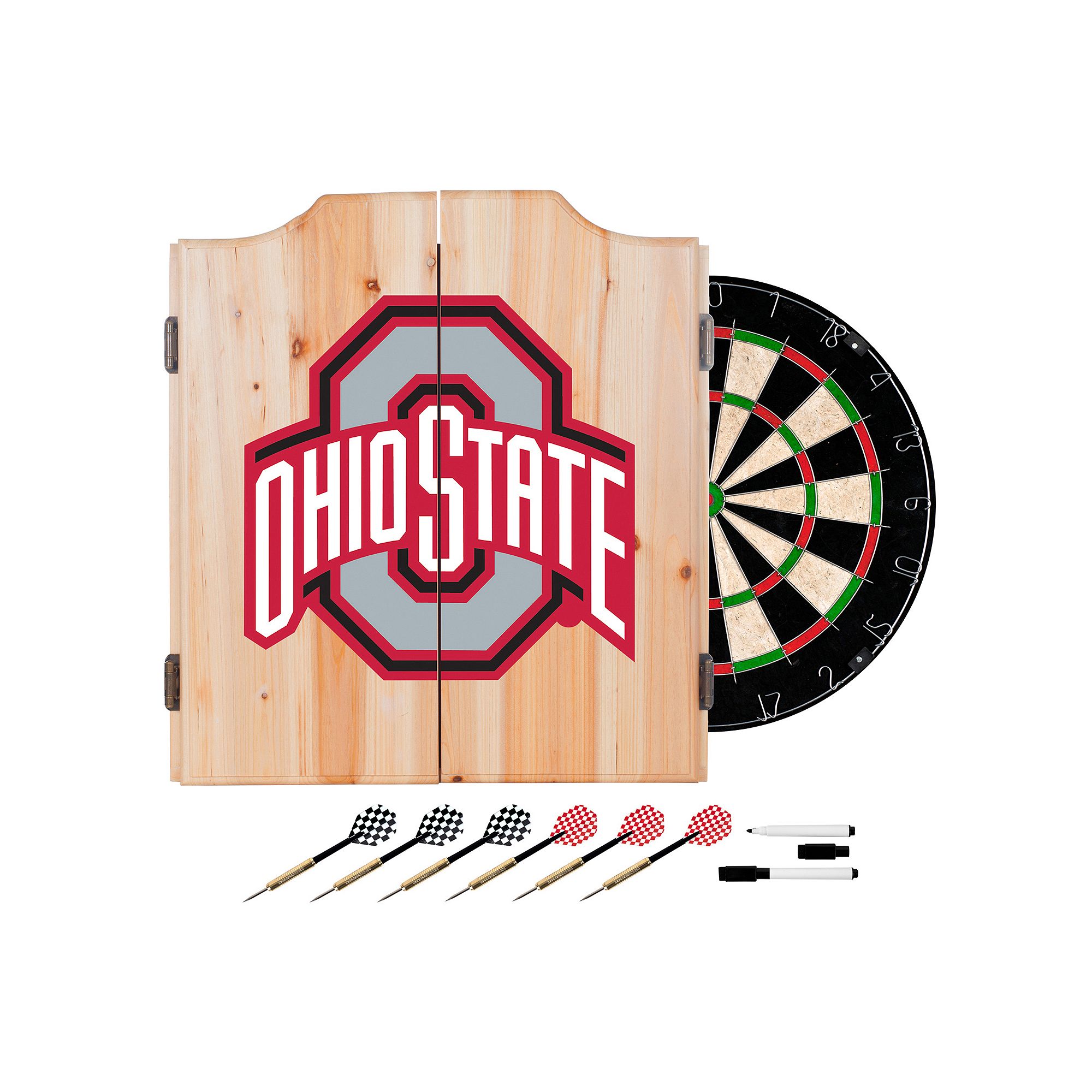 Ohio State Buckeyes Wood Dart Cabinet Set, Team