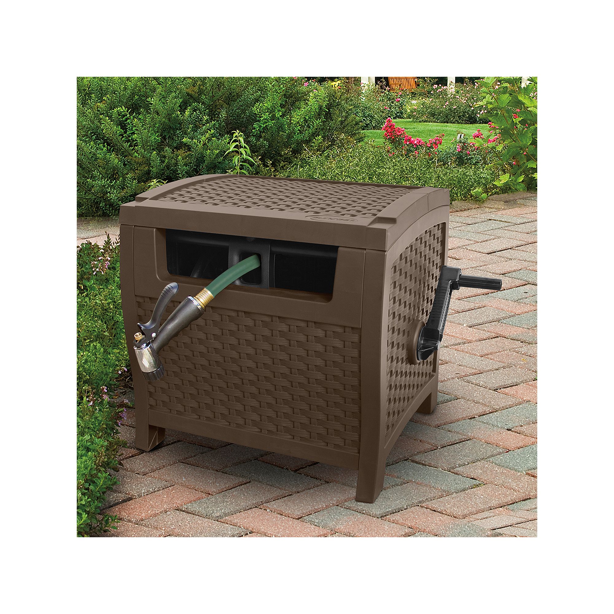 Suncast Slide Trak 125-ft. Garden Hose Reel Hideaway - Outdoor, Brown