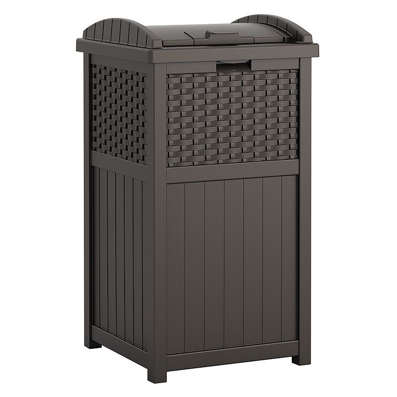 Suncast GHW1732 Trashcan Hideaway Outdoor 33 Gallon Garbage Waste Bin  Brown