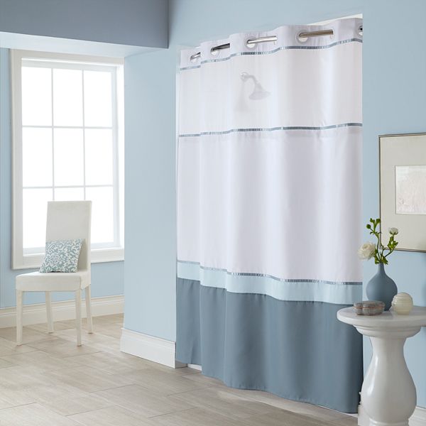 Windsor 2 Pc Fabric Shower Curtain, Hookless Escape Fabric Shower Curtain And Shower Curtain Liner Set