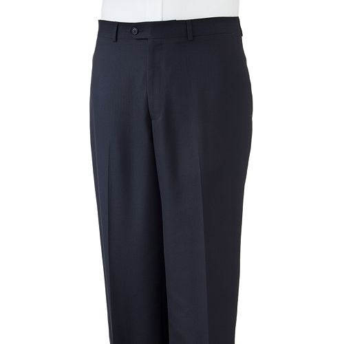 Haggar Classic Fit Flat Front Navy Herringbone Comfort Waist Suit
