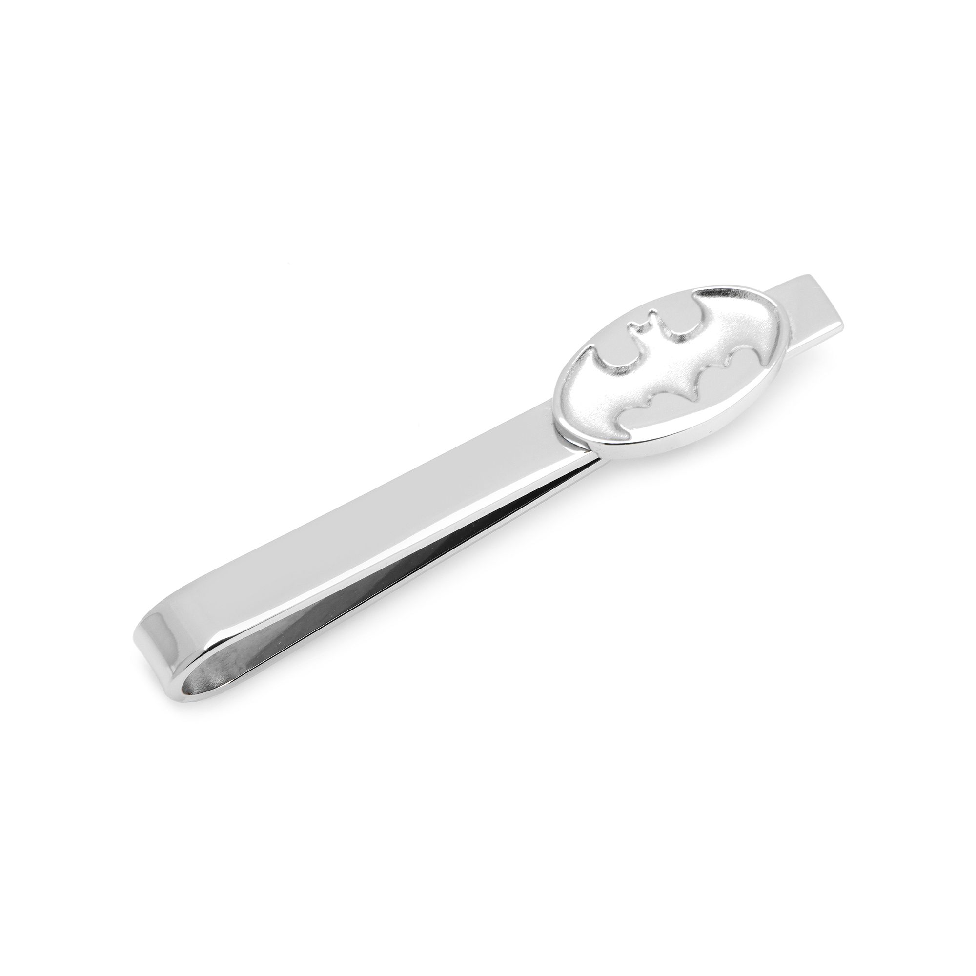 Mens Cuff Links, Inc. Batman Recessed Shield Silver-Plated Tie Bar