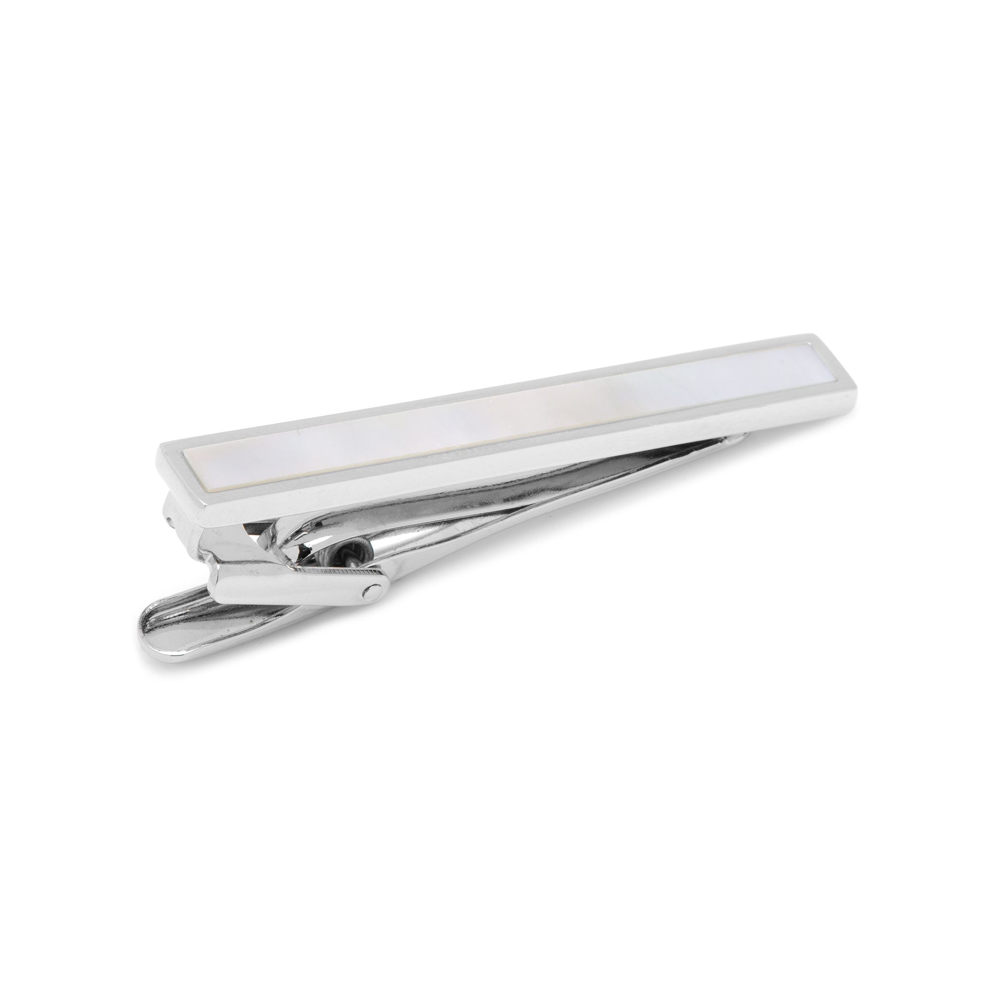 Mens Cuff Links, Inc. Mother-of-Pearl Inlay Tie Clip, White