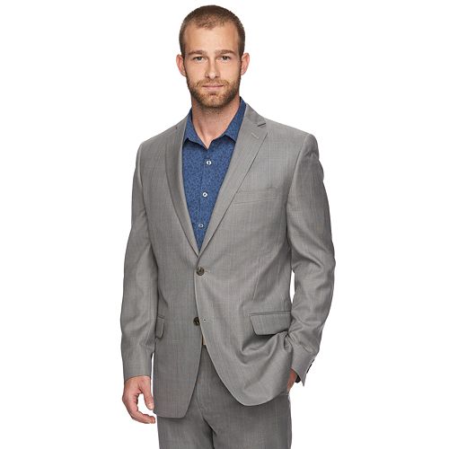 Men's Marc Anthony Slim-Fit Plaid Gray Suit Jacket