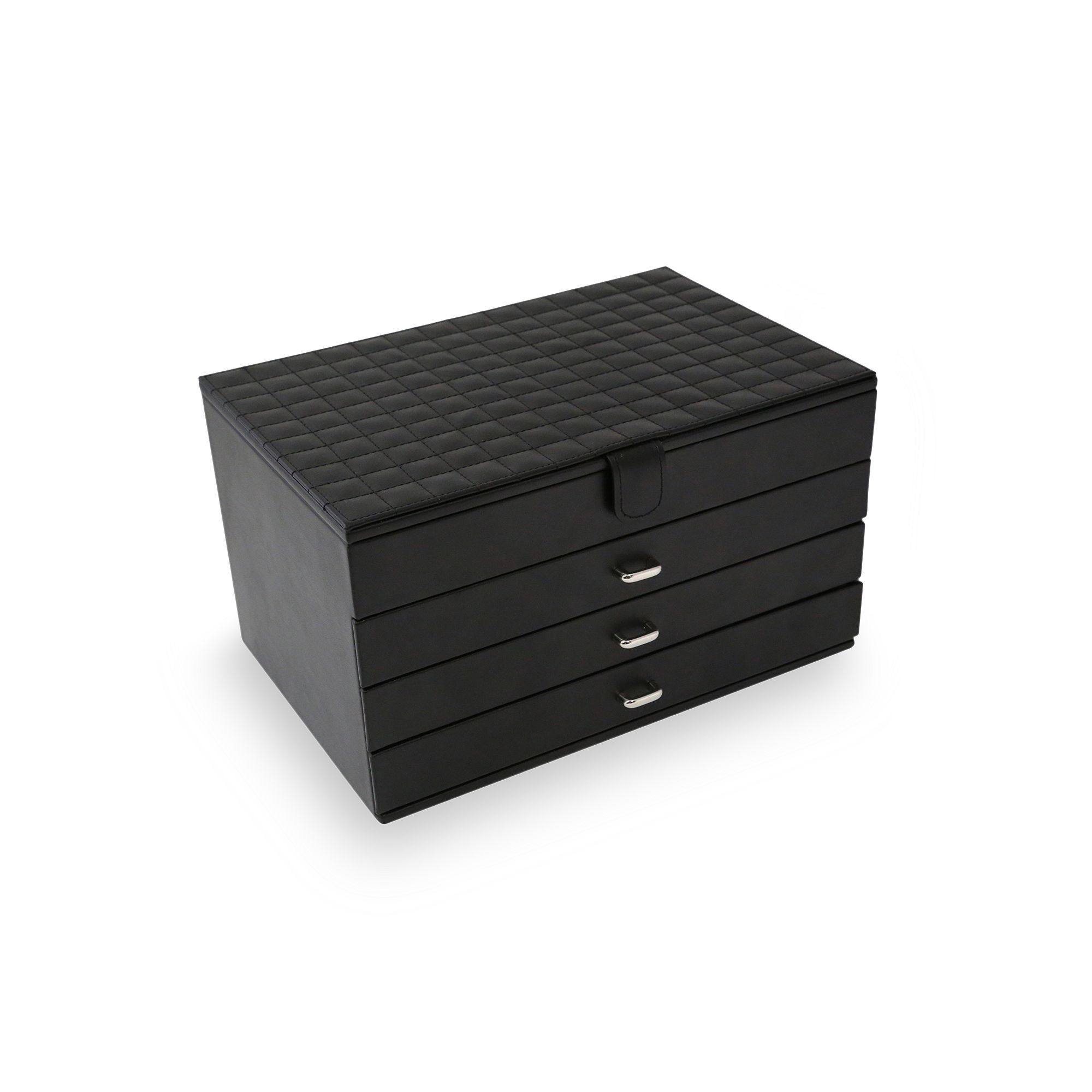 Bey-Berk Leather Jewelry Box, Womens, Black