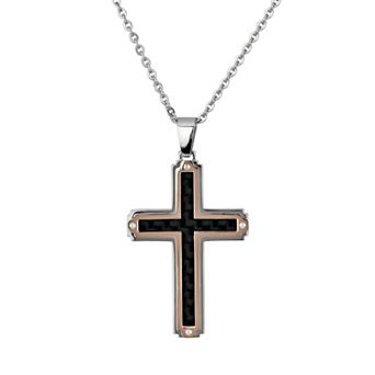 LYNX Two Tone Ion-Plated Stainless Steel Cross Pendant - Men