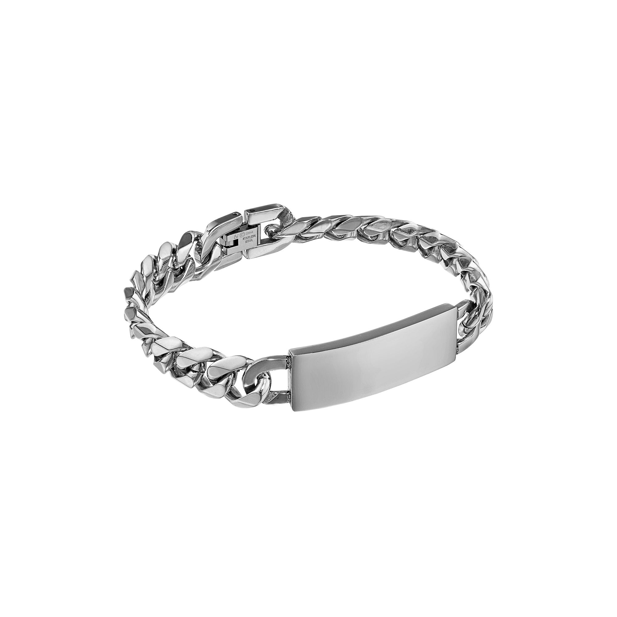 LYNX Stainless Steel Curb Chain ID Bracelet - Men, Mens, Size: 8.5, Gre