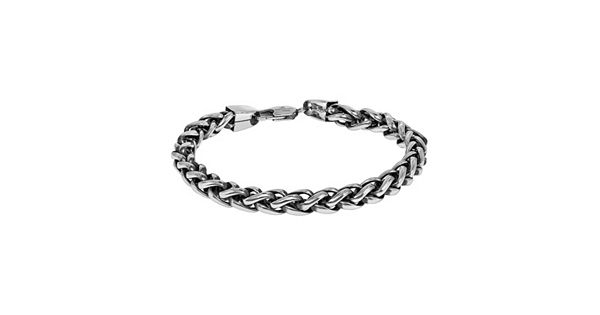 Lynx Two Tone Ion Plated Stainless Steel Foxtail Chain Bracelet Men 3344