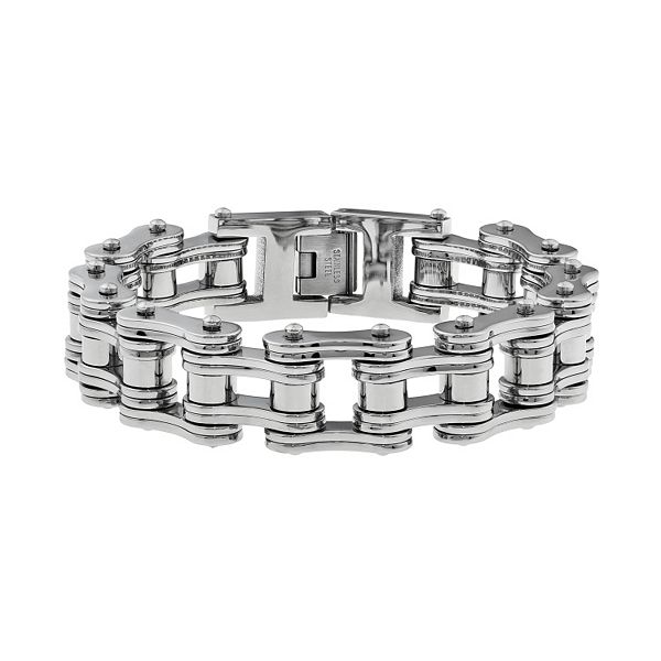 Silver Bracelets For Men Stainless Steel Polished Heavy Chain Men  Accessories LSSB04