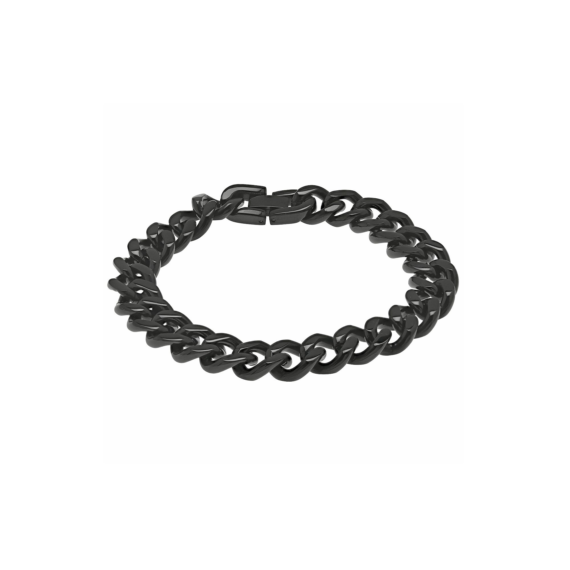 LYNX Black Ion-Plated Stainless Steel Curb Chain Bracelet - Men, Mens, Si