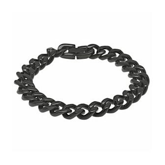 LYNX Black Ion-Plated Stainless Steel Curb Chain Bracelet - Men