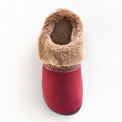 isotoner Microsuede Faux-Fur Clog Slippers - Women