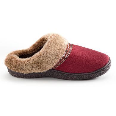 isotoner Microsuede Faux-Fur Clog Slippers - Women