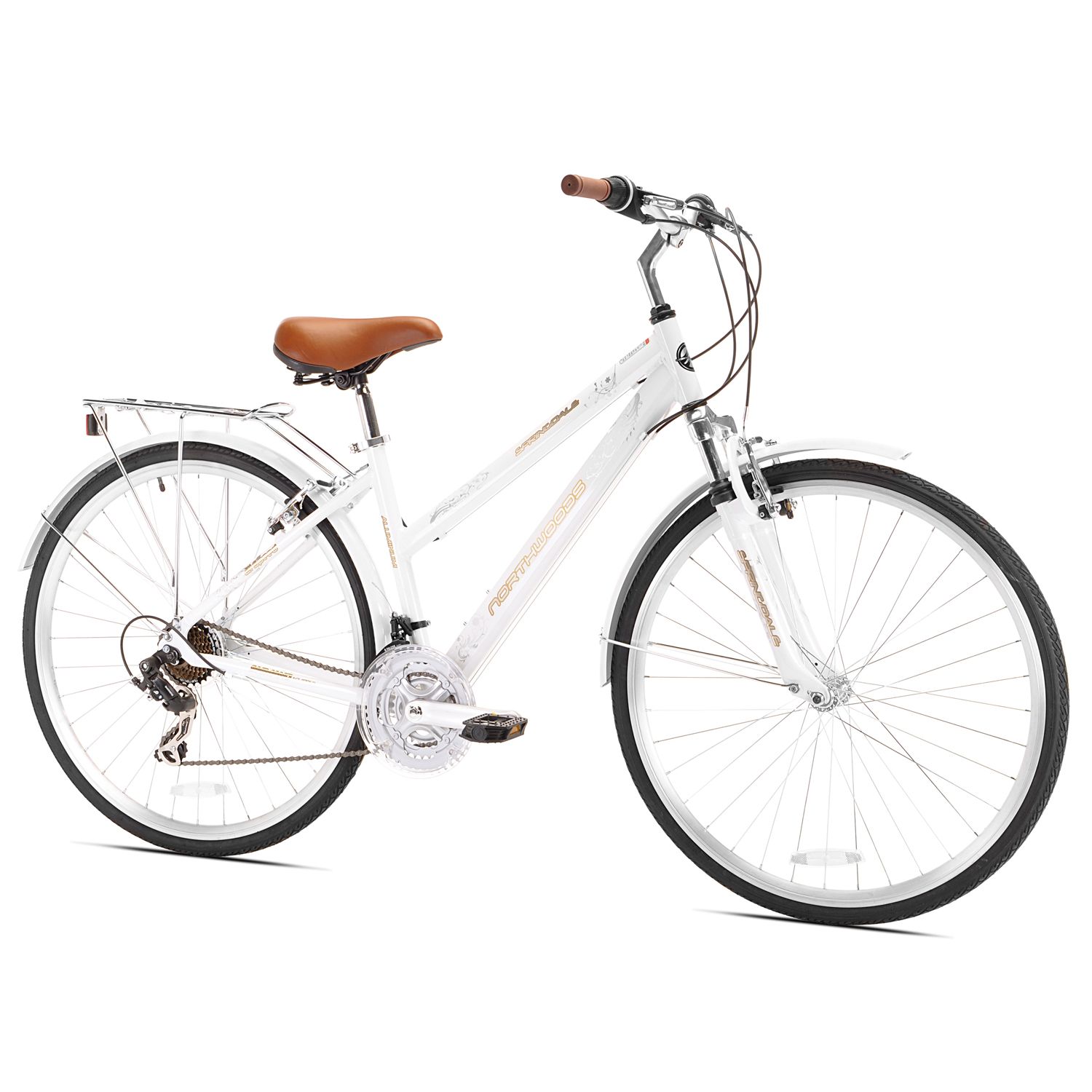 white hybrid bike