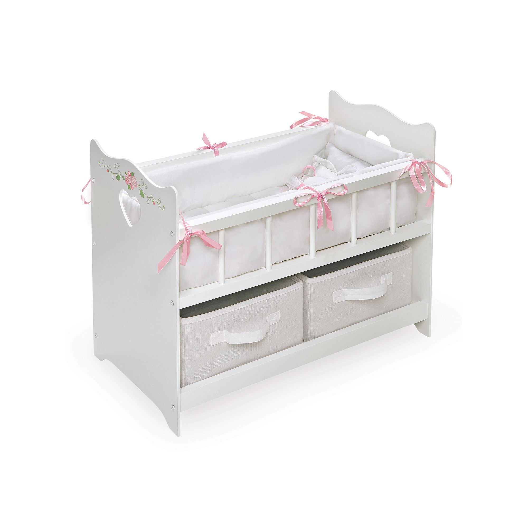 Badger Basket Doll Crib & Basket Set, White