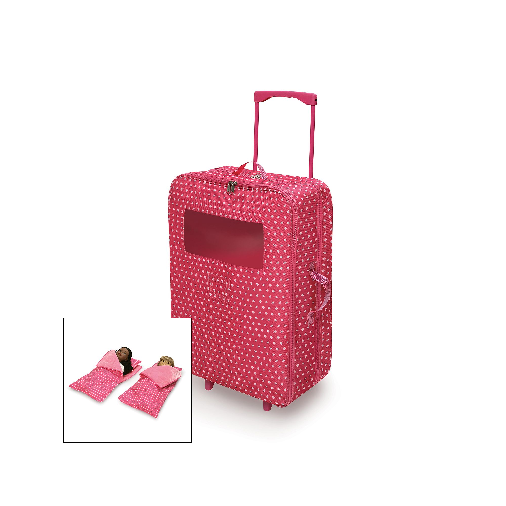 Badger Basket Double Doll Suitcase & Sleeping Bag Set, Pink