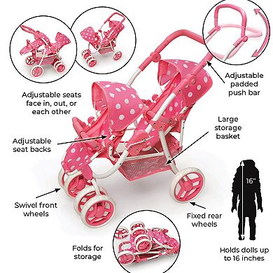 Badger Basket Convertible Double Doll Stroller