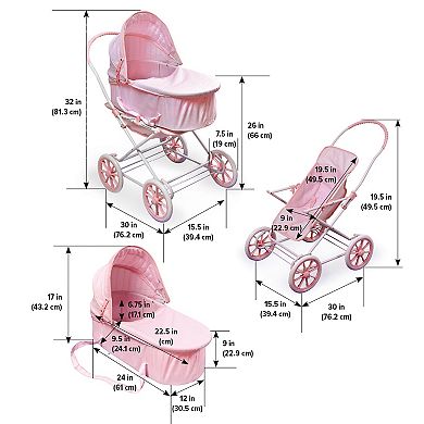 Badger Basket Gingham 3-in-1 Doll Carrier