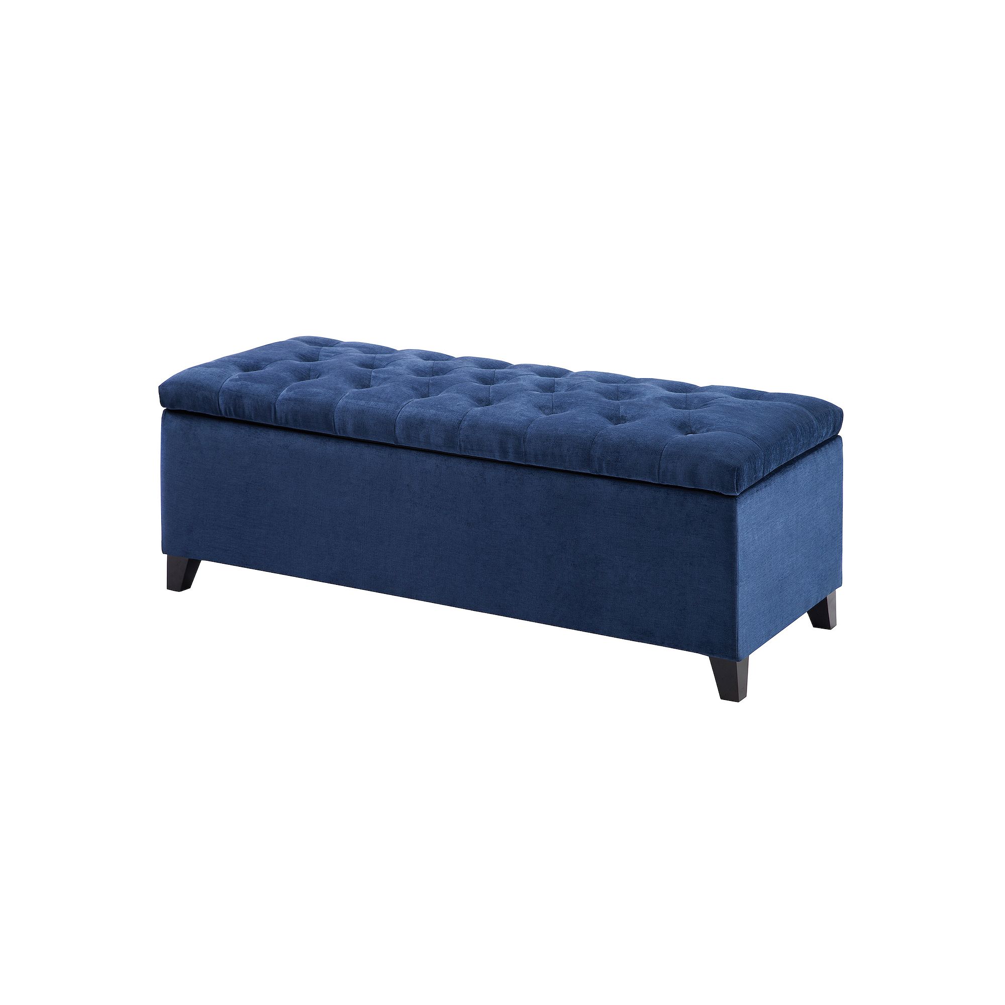 Madison Park Shandra Top Soft Close Tufted Storage Ottoman, Blue