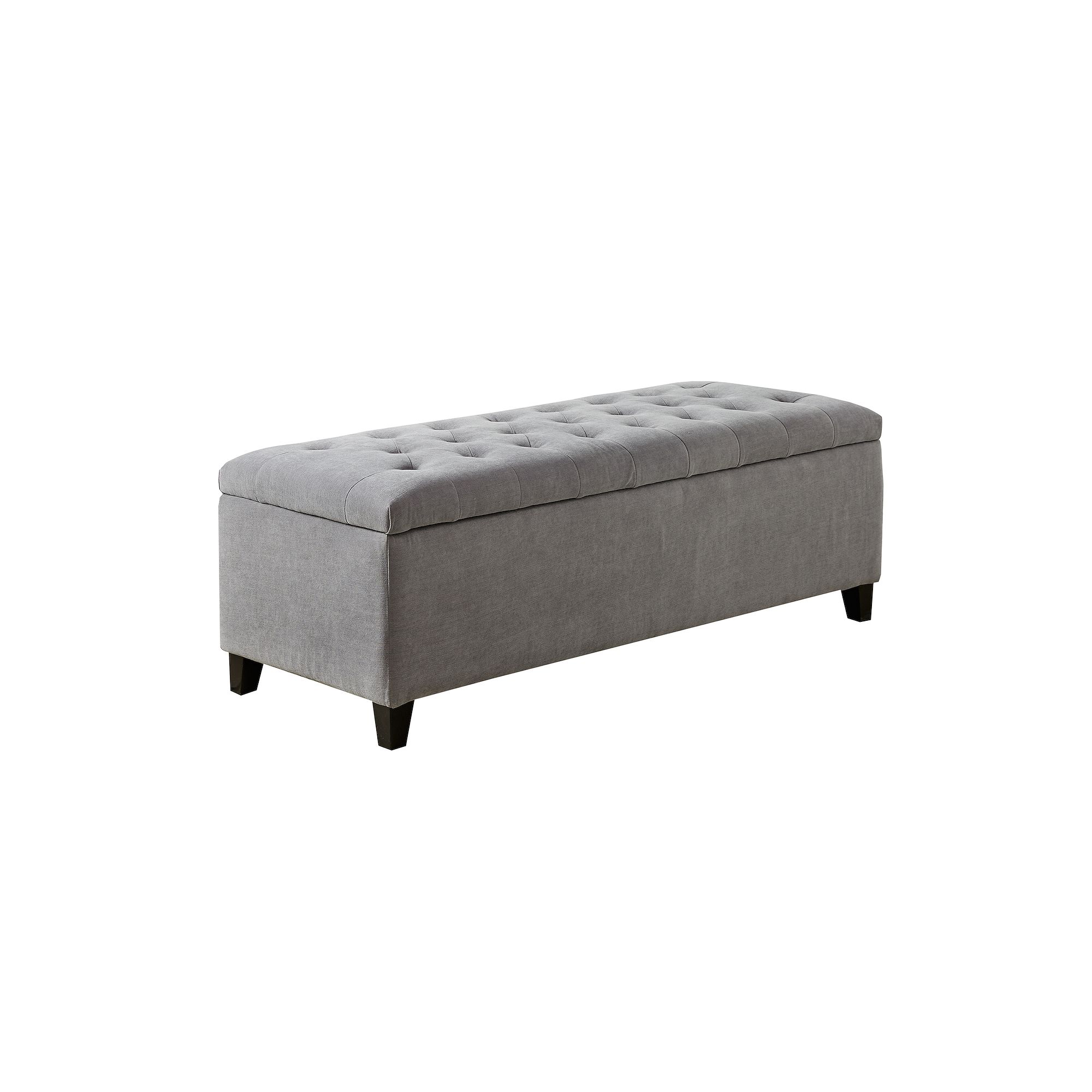 Madison Park Shandra Top Soft Close Tufted Storage Ottoman, Gray