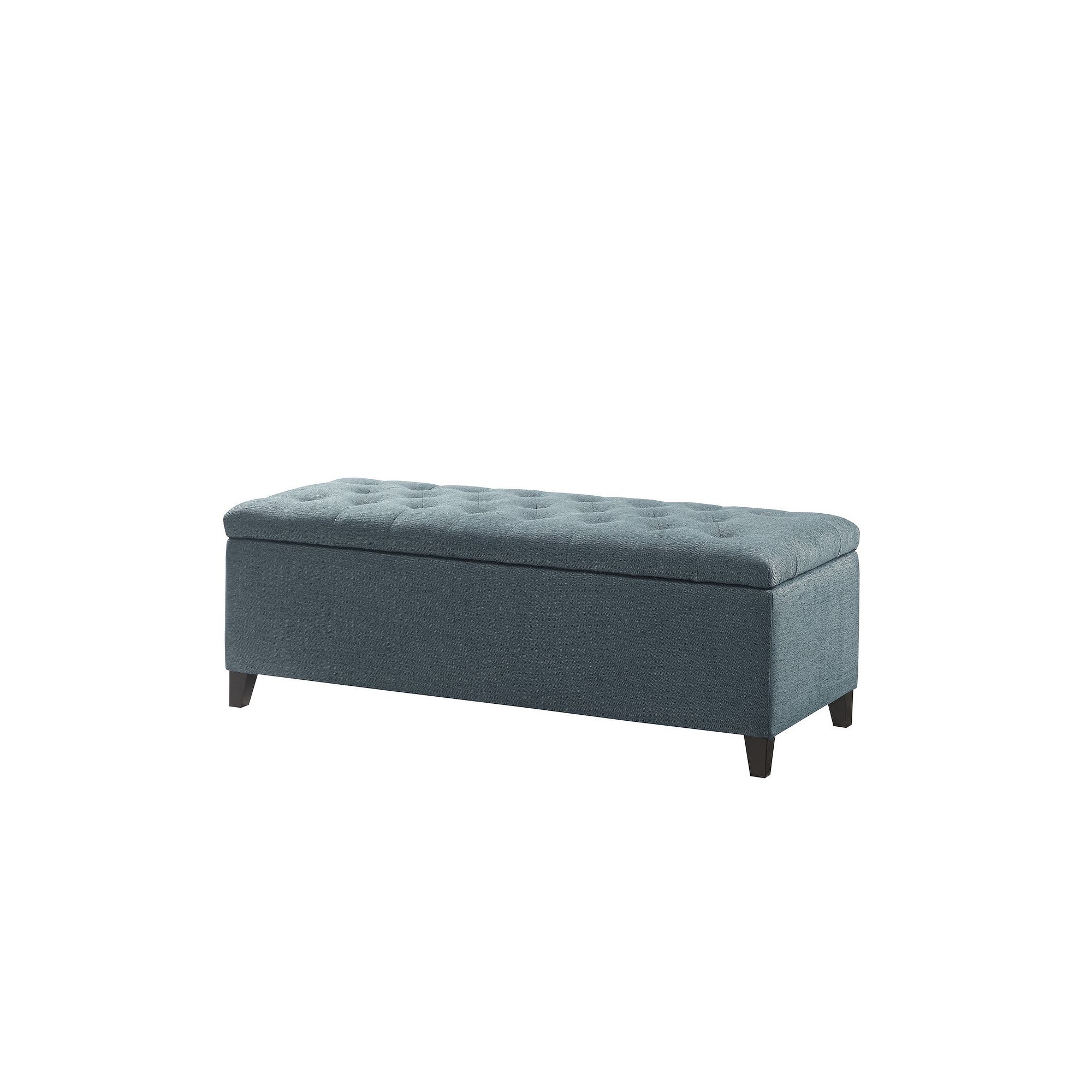 Madison Park Shandra Top Soft Close Tufted Storage Ottoman, Blue
