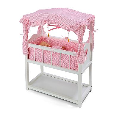 Badger Basket Canopy Doll Crib with Baskets, Bedding & Mobile