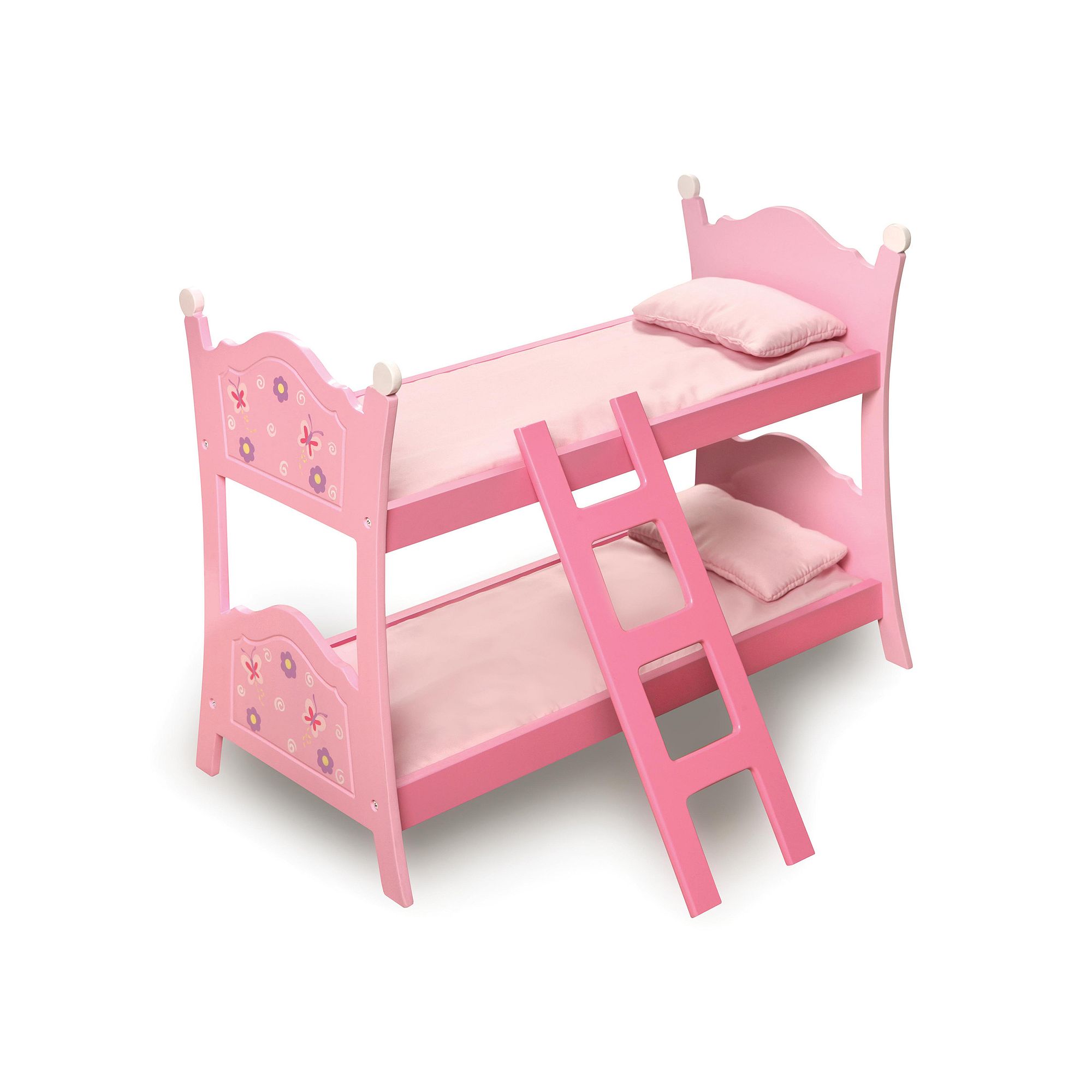 Badger Basket Blossoms & Butterflies Doll Bunk Bed with Ladder, Multicolor