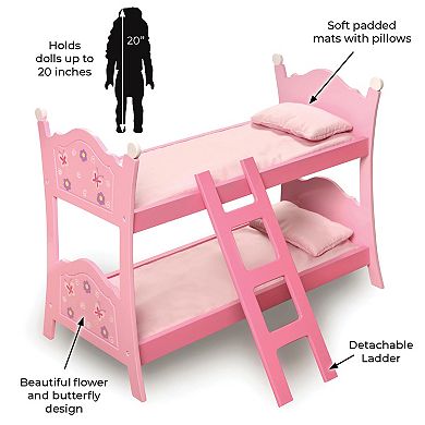 Badger Basket Blossoms & Butterflies Doll Bunk Bed with Ladder