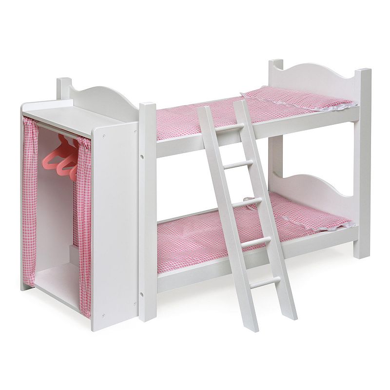 Badger Basket Doll Bunk Bed with Storage Armoire, Pink