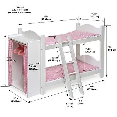 Badger Basket Doll Bunk Bed with Storage Armoire