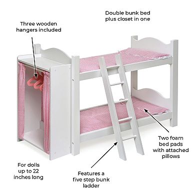 Badger Basket Doll Bunk Bed with Storage Armoire
